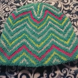 Teal striped hat for girls